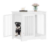 Hzuaneri 69 cm Jaula para Perros, Mesa Auxiliar, casa Moderna para Perros, Jaula para Cachorros, dúplex para Animales, 2 Puertas, 49 × 69 × 64,5 cm, Blanco DFC84313W