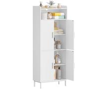 Hzuaneri Armario de Baño, Armario de Almacenamiento, 2 Puertas de Mueble y 1 Espacio Abierto, Estantes Ajustables, Baño de Casa, Sala de Estar, Estudio, Dormitorio, 30 x 60 x 160 cm, Blanco SC45713W