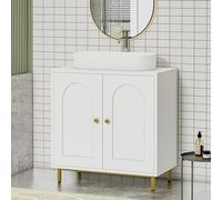 Hzuaneri Armario de Baño, Armario del Lavabo, Mueble de Almacenaje, con 2 Puertas, 2 Compartimentos, Balda Ajustable en Altura, Resistente a la Humedad, 30 x 60 x 63 cm, Color Blanco BC19103X