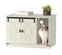 Hzuaneri Armario para Gatos, Mueble Arenero Gatos, Mueble para Caja de Arena Oculta con Campana para Gato, Casa para Gato de Interior 80 x 50 x 53 cm, para Dormitorio, Blanco CB82414B