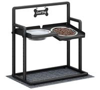 Hzuaneri Cuencos elevados para Perros, 6 tazones de Altura Ajustable con 2 Cuencos de Acero Inoxidable de 2000 ml, Comedero para Perros Grandes, Negro PB89099B