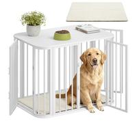 Hzuaneri Jaula para Perros 108 cm, con Cojín, 3 Puertas, 108 x 66 x 77,5 cm, Casa para Mascotas para Perros Pequeños y Medianos, Blanco DFC86713W