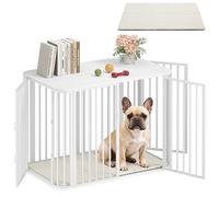 Hzuaneri Jaula para Perros 80 cm, con Cojín, 3 Puertas, 80 x 55 x 61,5 cm, Casa para Mascotas para Perros Pequeños y Medianos, Blanco DFC87713W