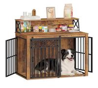 Hzuaneri Jaula para Perros, Muebles, jaulas de Tres Puertas con Estante, Jaula para Perros de Interior con Puerta de Granero, aptas para Razas Medianas y Grandes, 100 x 60 x 86 cm, Vintage DFC87401B