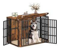 Hzuaneri Jaula para Perros Tipo Mueble, Casa para Mascotas con 3 Puerta, Jaula Madera, 75 x 120 x 81 cm, XXL, Marrón Rústico DFC86801B