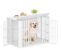 Hzuaneri Jaula para Perros Tipo Mueble, Casa para Mascotas con 3 Puerta, Jaula Madera, 75 x 120 x 81 cm, XXL, Blanco DFC86813W