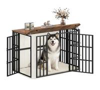 Hzuaneri Jaula para Perros Tipo Mueble, Casa para Mascotas con 3 Puerta, Jaula Madera, 75 x 120 x 81 cm, XXL, Blanco y Marrón DFC86814B