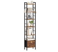 Hzuaneri Librería de 7 Niveles, con 1 Cajones de Tela Plegables, Estantería Abierta, 24 x 40 x 198,8 cm, Estilo Industrial, para Estudio, Salón, Dormitorio, Marrón Rústico BC40701B