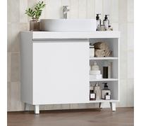 Hzuaneri Mueble Bajo Lavabo, Armario de Baño, 1 Puertas, Scomparto Aperto con 3 Livelli, con Pies, 30 x 70 x 64 cm, Estilo Moderno, Blanco BC27903X