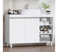 Hzuaneri Mueble Bajo Lavabo, Armario de Baño, 2 Puertas, Scomparto Aperto con 3 Livelli, con Pies, 30 x 90 x 64 cm, Estilo Moderno, Blanco BC28903X