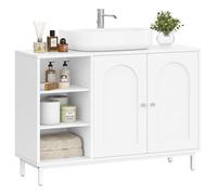 Hzuaneri Mueble Bajo Lavabo, Armario de Baño, con 2 Puertas, 2 Compartimentos, Balda Ajustable en Altura, Resistente a la Humedad, 30 x 90 x 63 cm, Blanco BC09803W