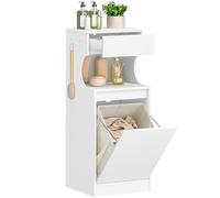 Hzuaneri Mueble Columna de Baño, con 1 Cesto para Ropa, Columna de Baño Mueble de Baños, Apto para baños, lavadero, Sala de Estar, 40 x 40 x 100 cm, Blanco BC42003X