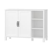 Hzuaneri Mueble de Baño, con Estantes Abiertos Ajustables y 2 Puertas, Mueble Baño Auxiliar con Compartimentos Abiertos, Mueble Multifuncional para Salón, Cocina, Dormitorio, Blanco SC12213X