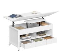 Hzuaneri Tavolino da Salotto, 100cm Bianco, 3 in 1 Multifunzionale