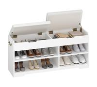 Hzuaneri Zapatero con 2 Bancos de Almacenamiento Acolchados, Multifuncional, para salón, Entrada, Dormitorio, 30 x 48 x 105 cm, Color Blanco SB11403X
