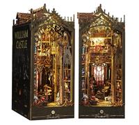 hzuisst Book Nook, DIY Miniature House de Madera, Book Nook Libreria con Luz con Sensor LED, DIY Book Nook Kit Maquetas para Adolescentes Construir