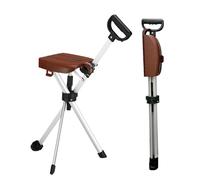 HZWJD Bastón Plegable con Asiento Ligero Y De 3 Patas También Sirve como Silla para Personas Mayores Bastón Y Taburete 2 En 1 Ligero Y Práctico para Viajes Y Senderismo Brown