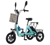 HZWJD Bicicleta Eléctrica Plegable con Batería De Litio De 48V Y 10,4 Ah,Cesta Delantera,Portabultos Trasero,Frenos De Disco Duales,Bicicleta Híbrida Eléctrica Blue