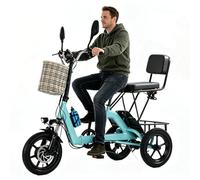 HZWJD Bicicletas Eléctricas,Triciclo Eléctrico Plegable De 14",Equipado con Una Batería De Litio Extraíble De 10.4 Ah,con Cesta De Gran Capacidad,Capacidad De Carga Máxima De 150 Kg Blue