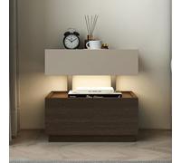 HZWJD Mesita De Noche Flotante LED Minimalista Moderna,Mesita De Noche De Dormitorio con 2 Cajones,Mesa Auxiliar De Sofá De Gran Capacidad para Almacenamiento A,50CM