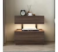 HZWJD Mesita De Noche Flotante LED Minimalista Moderna,Mesita De Noche De Dormitorio con 2 Cajones,Mesa Auxiliar De Sofá De Gran Capacidad para Almacenamiento B,50CM