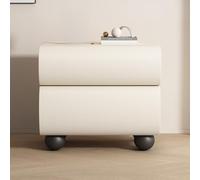 HZWJD Mesita De Noche/Mesa Auxiliar para Sofá,Mesita De Noche Giratoria 360° con 2 Cajones,Diseño Sin Tiradores para Dormitorio,Sala De Estar Y Hogar White,50CM