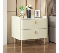 HZWJD Mesita De Noche,Mesita De Noche Minimalista con 2 Cajones,Mesita De Noche Nórdica con Almacenamiento,Mesita De Noche con Tiradores Metálicos para Sala Dormitorio O Estudio Off-White,45CM