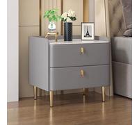HZWJD Mesita De Noche,Mesita De Noche Minimalista con 2 Cajones,Mesita De Noche Nórdica con Almacenamiento,Mesita De Noche con Tiradores Metálicos para Sala Dormitorio O Estudio Medium Grey,45CM