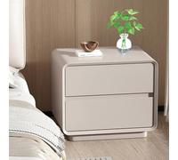 HZWJD Mesita De Noche Moderna Mesita De Noche De Pie con 2 Cajones Y Tiradores Ocultos Diseño Integrado Sin Instalación,Mueble De Noche para Dormitorio Y Sala De Estar Milk Tea Color,45CM
