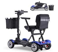 HZWJD Silla De Movilidad De 4 Ruedas,Scooter Eléctrico Plegable,Scooter para Personas Mayores,Sillas De Ruedas Ligeras para Adultos,Plegable Y Ligero,para Personas Mayores Discapacitadas Blue