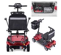HZWJD Sillas De Ruedas Eléctricas Para Adultos,Scooters De Movilidad,Scooter De Movilidad De 4 Ruedas,Silla De Ruedas Eléctrica Plegable,Peso Ligero,Capacidad De Carga Segura 150 Kg Red~10ah