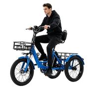 HZWJD Triciclo Eléctrico,Bicicleta Eléctrica,Plegable De 3 Ruedas,Batería Extraíble,con Cesta De Gran Capacidad,Ideal para Desplazamientos Diarios Y Viajes Cortos Blue