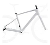 HZXQCVB 45cm/48cm/51cm/54cm Cuadro De Bicicleta De Carretera Cuadro De Fibra De Carbono 700C Freno De Disco Cuadro con Eje Pasante 12x100/12x142mm con Horquilla(White,54CM)