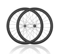 HZXQCVB 700C Fibra De Carbono Juego De Ruedas para Bicicleta De Carretera Eje Pasante Ruedas Delanteras Y Traseras Bloqueo Central Freno De Disco Bujes 24H para Cassette 8-12 Velocidades(45MM)