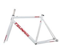 HZXQCVB 700C Piñón Fijo Freno C Cuadro De Bicicleta 49/52/55/58cm Aleación De Aluminio Pista De Carreras Una Sola Velocidad Cuadro De Bicicleta Liberación Rápida F100/R120mm(White-Red,58cm)