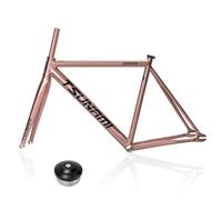 HZXQCVB 700C Piñón Fijo Freno C Cuadro De Bicicleta 49/52/55/58cm Aleación De Aluminio Pista De Carreras Una Sola Velocidad Cuadro De Bicicleta Liberación Rápida F100/R120mm(Rose Gold,55cm)
