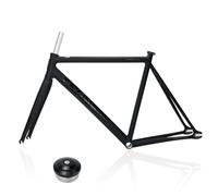HZXQCVB 700C Piñón Fijo Freno C Cuadro De Bicicleta 49/52/55/58cm Aleación De Aluminio Pista De Carreras Una Sola Velocidad Cuadro De Bicicleta Liberación Rápida F100/R120mm(Black-Black,58cm)