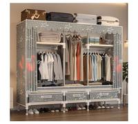 HZXQCVB Closet Wardrobe Portable Clothes Closet with Drawer Boxes Shelves Clothing Storage with Hanging Rack Storage Organizer for Cloakroom Bedroom Entrances(Gray,165x45x165CM)