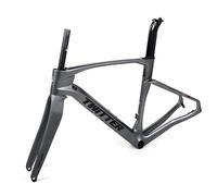 HZXQCVB Cuadro De Bicicleta De Carretera De Fibra De Carbono con Horquilla 45/48/51/54cm Freno De Disco Eje Pasante 100/142mm Cuadro De Bicicleta para Ruedas 700C(Dark Gray,540mm)