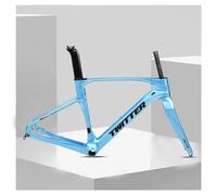 HZXQCVB Cuadro De Bicicleta De Carretera De Fibra De Carbono con Horquilla 45/48/51/54cm Freno De Disco Eje Pasante 100/142mm Cuadro De Bicicleta para Ruedas 700C(Blue,540mm)