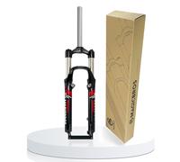 HZXQCVB Horquilla 26Inch Mountain Bike Viaje 100mm Horquilla con Suspensión Mecánica Tubo Recto De 1-1/8'' Mando Manual Freno Disco/V Liberación Rápida 9mm Horquilla(26in Black,Red)