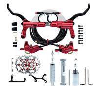 HZXQCVB Juego De Frenos Hidráulicos E-Bike De 2-Pin 4 Pistones con 160mm/180mm/203mm Rotores Palanca De Aluminio para Bicicletas Eléctricas Incluye Manguera De 2300mm(Red,203mm)