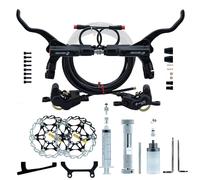 HZXQCVB Juego De Frenos Hidráulicos E-Bike De 2-Pin 4 Pistones con 160mm/180mm/203mm Rotores Palanca De Aluminio para Bicicletas Eléctricas Incluye Manguera De 2300mm(Black,180mm)