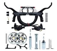 HZXQCVB Juego De Frenos Hidráulicos E-Bike De 2-Pin 4 Pistones con 160mm/180mm/203mm Rotores Palanca De Aluminio para Bicicletas Eléctricas Incluye Manguera De 2300mm(Black,203mm)