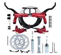 HZXQCVB Juego De Frenos Hidráulicos E-Bike De 2-Pin 4 Pistones con 160mm/180mm/203mm Rotores Palanca De Aluminio para Bicicletas Eléctricas Incluye Manguera De 2300mm(Red,160mm)