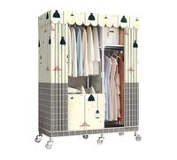 HZXQCVB Portable Closet Organizers with Wheels Wardrobe with Shelves and Hanging Rod Non-Woven Fabric Cover Clothing Rack Rolling Closet Rack for Cloakroom Bedroom(Beige,102X45X170CM)