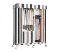 HZXQCVB Portable Closet Organizers with Wheels Wardrobe with Shelves and Hanging Rod Non-Woven Fabric Cover Clothing Rack Rolling Closet Rack for Cloakroom Bedroom(Streak,102X45X170CM)