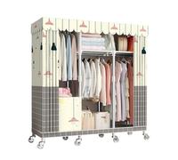 HZXQCVB Portable Closet Organizers with Wheels Wardrobe with Shelves and Hanging Rod Non-Woven Fabric Cover Clothing Rack Rolling Closet Rack for Cloakroom Bedroom(Beige,125X45X170CM)