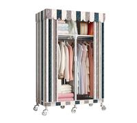 HZXQCVB Portable Closet Organizers with Wheels Wardrobe with Shelves and Hanging Rod Non-Woven Fabric Cover Clothing Rack Rolling Closet Rack for Cloakroom Bedroom(Streak,85X45X170CM)