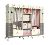 HZXQCVB Portable Closet Organizers with Wheels Wardrobe with Shelves and Hanging Rod Non-Woven Fabric Cover Clothing Rack Rolling Closet Rack for Cloakroom Bedroom(Beige,160X45X170CM)